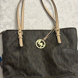 Michael Kors Dark Brown and Tan Tote